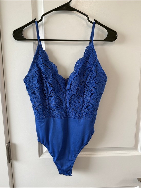 Boohoo Tops - Boohoo Royal Blue Lace Bodysuit